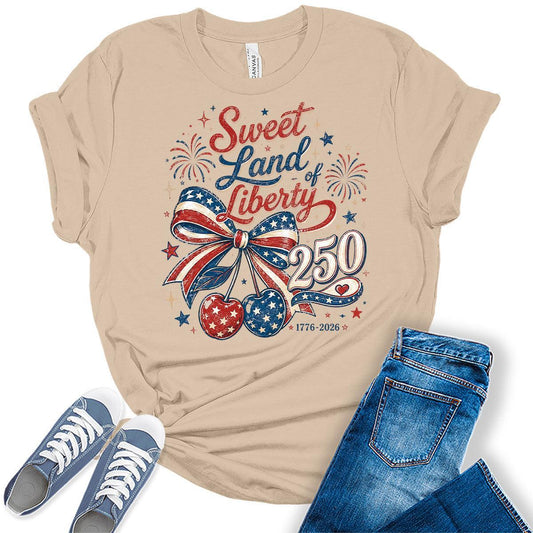 Women's 250th 4th of July Shirts Vintage Patriotic Graphic Tees Short Sleeve Outfit Bella Summer Tops