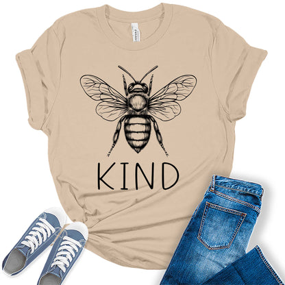 Women's Be Kind Shirt Short Sleeve Funny Graphic Tshirts Cute Tops Teacher Tees