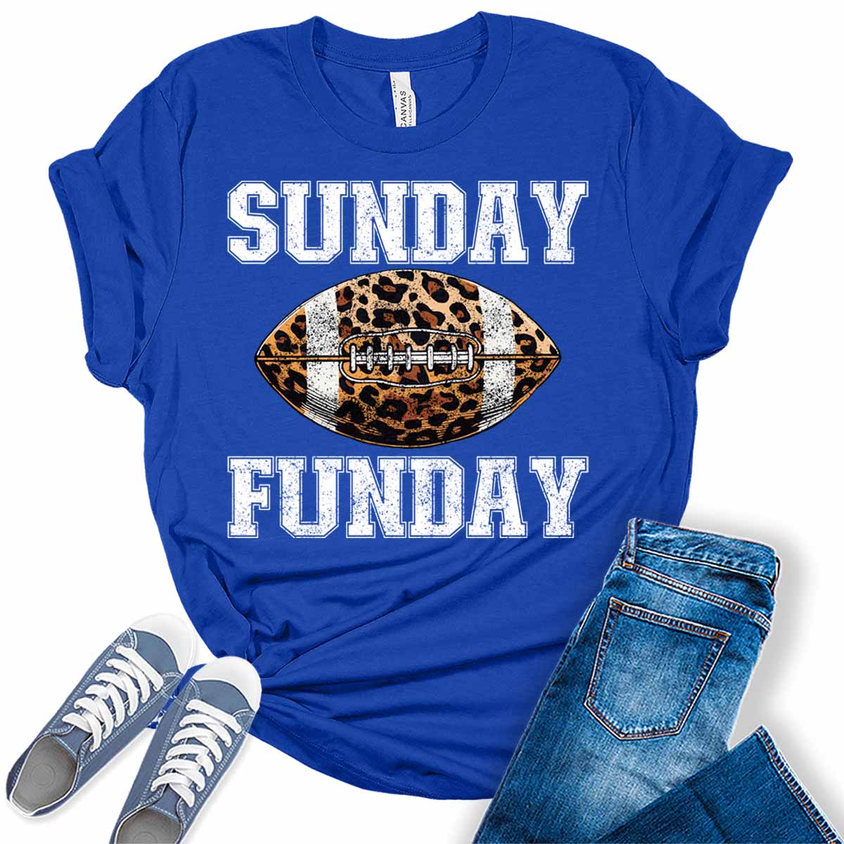 Sunday Funday Football Shirts for Women Cute Game Day Graphic Tees