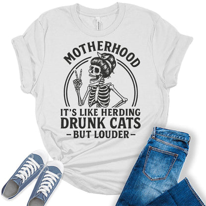 Mom Shirt Funny Womens Motherhood Graphic Tees Bella Plus Size Casual Tops