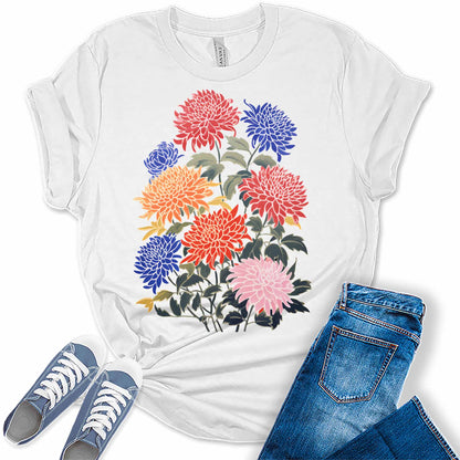 Womens Floral Shirts Wildflower Tshirts Vintage Graphic Tees Summer Plus Size Tops