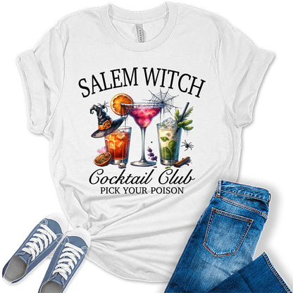 Salem Witch Cocktail Holloween Graphic Tees for Women