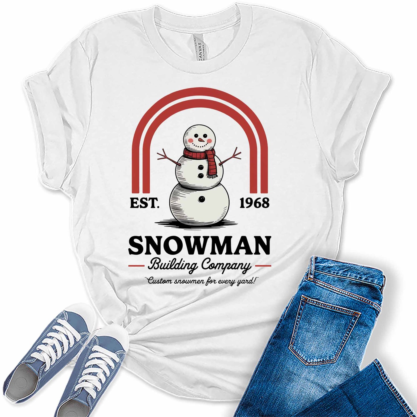 Women's Snowman Building Company Christmas Graphic Tees