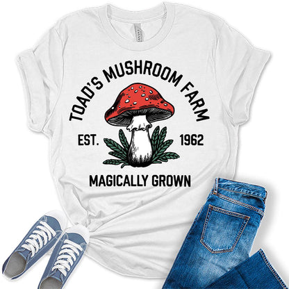 Womens Toads Mushroom Farm Graphic Tees