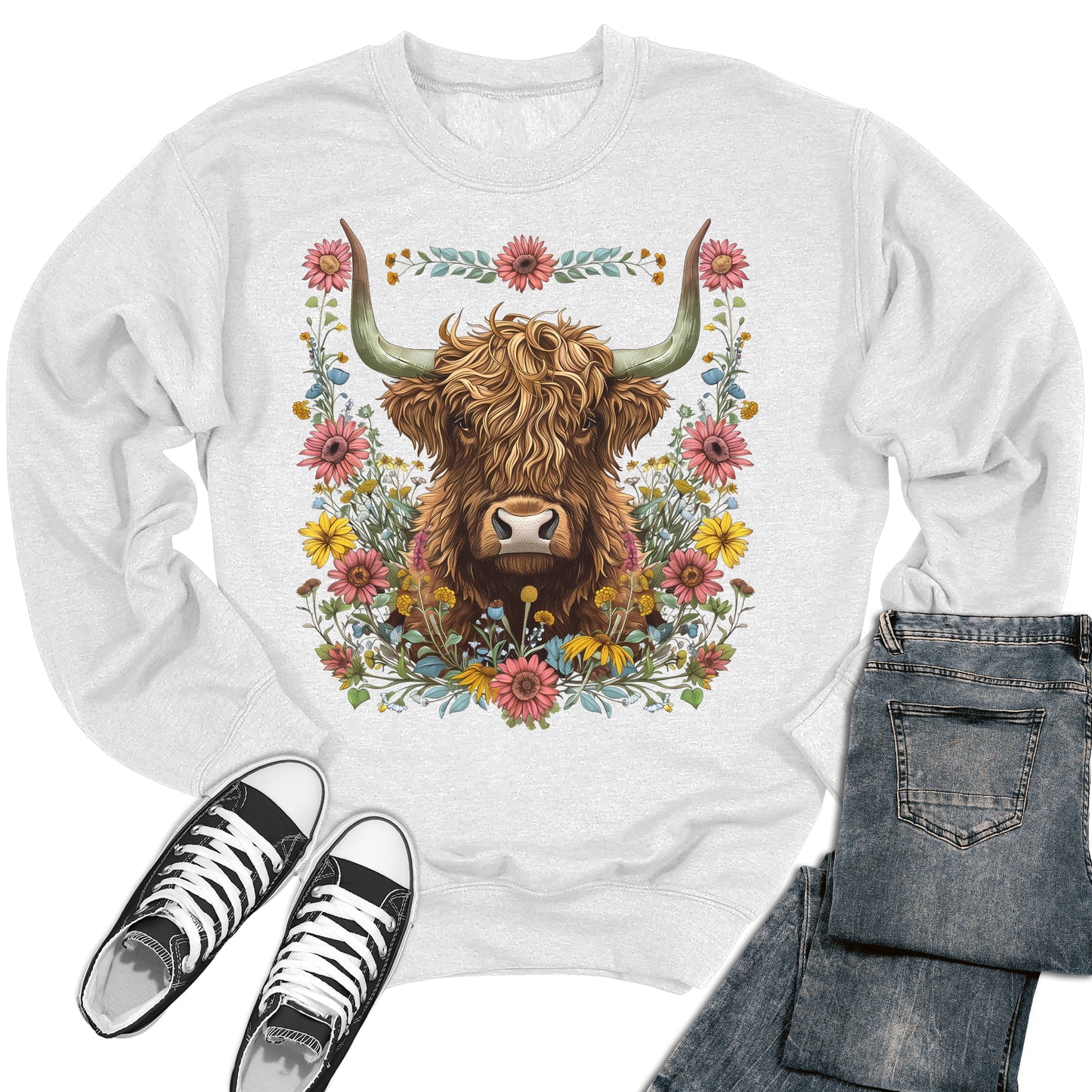 Women's Highland Cow Crewneck Sweatshirt