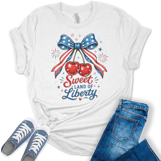 Women's 4th of July Shirts Vintage Patriotic Graphic Tees Short Sleeve Outfit Bella Summer Tops