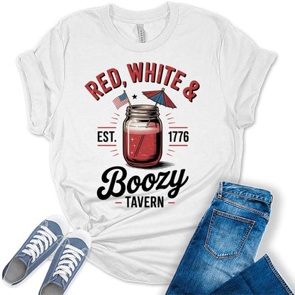 4th of July Shirts For Womens Patriotic Graphic Tees Est 1776 Bella Plus Sized Tops