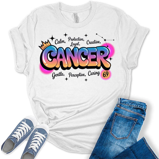Women's Cancer Zodiac Graffiti Style T-Shirt