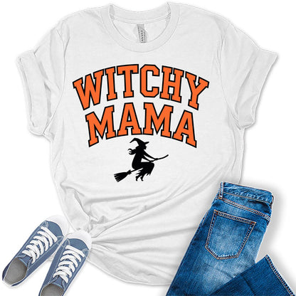 Women's Halloween Witchy Mama Shirt Short Sleeve Graphic Tees