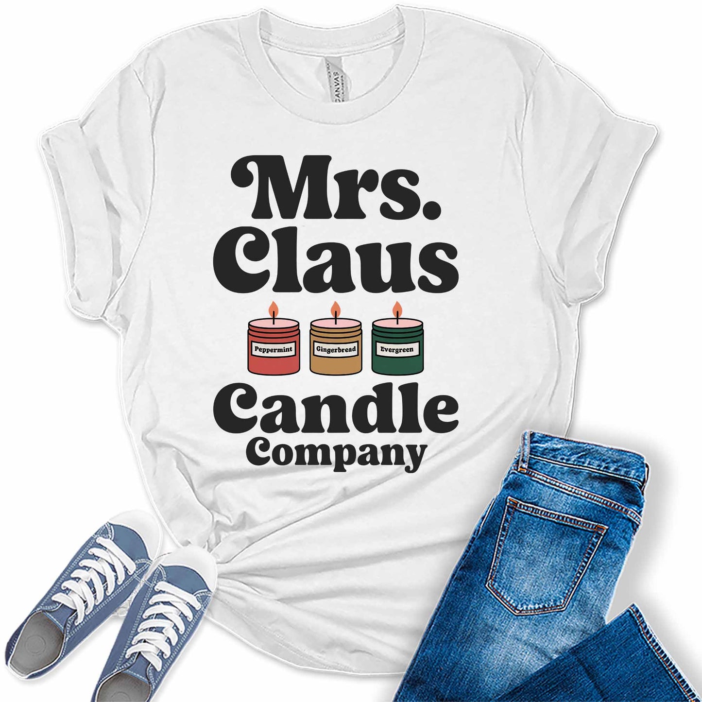 Women's Mrs. Claus Candle Christmas Graphic Tees