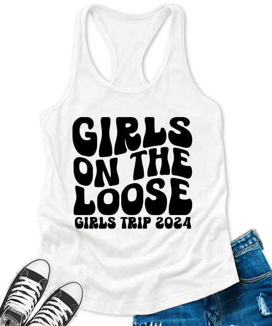 Girls on The Loose 2024 Racerback Tank Top for Women Letter Print Sleeveless Summer Tops