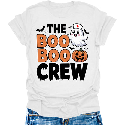 Boo Boo Crew Shirt Halloween Nurse Pumpkin Shirts Womens Cute Ghost Graphic Tees