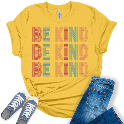 Women's Be Kind Shirt Short Sleeve Graphic Tees Loose Fit Tshirts Cute Casual Summer Tops Teacher Shirts