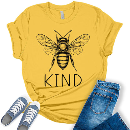 Women's Be Kind Shirt Short Sleeve Funny Graphic Tshirts Cute Tops Teacher Tees