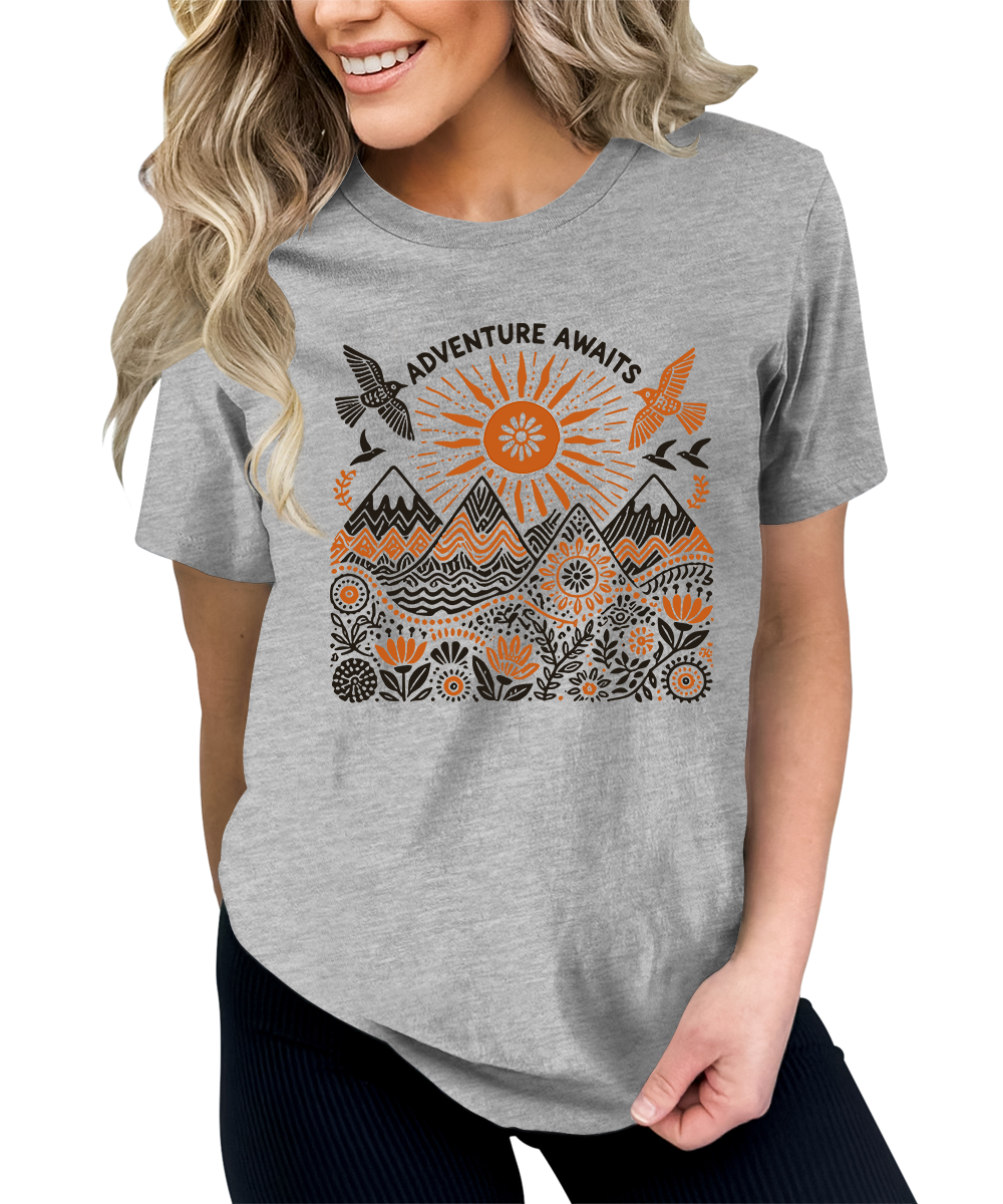 Wonderful Adventure Awaits Nature Graphic Tees for Women