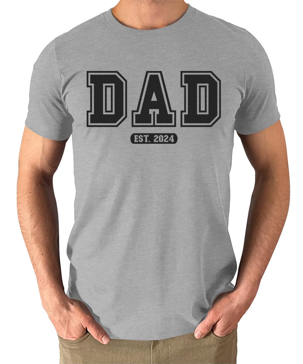 Mens New Dad Shirt Letter Print Dad Est 2024 Tshirt