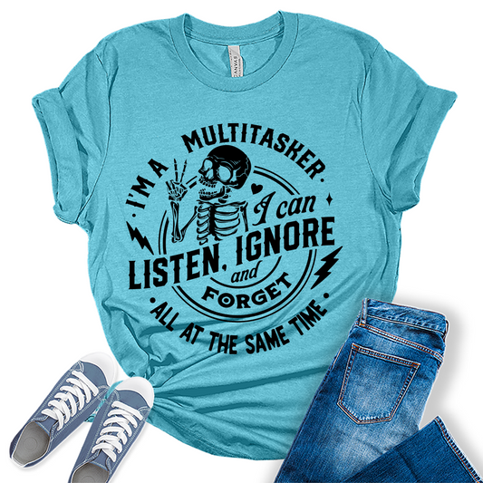 I Am A Multitasker T-Shirt Cute Funny Teen Sarcastic Graphic Tees for Women