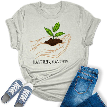 Plant Trees Plant More Earth Day Shirts for Women Environmentalists Graphic Tees