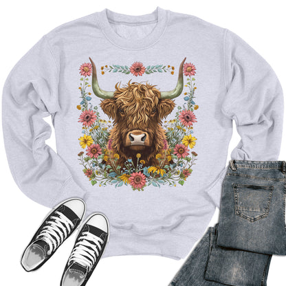 Women's Highland Cow Crewneck Sweatshirt