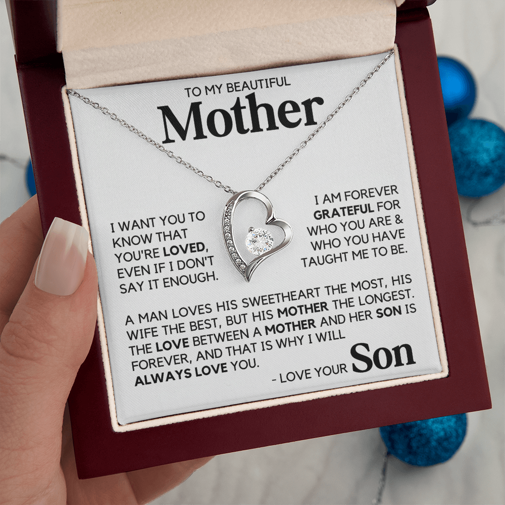 To My Beautiful Mother Gift From Son Mother's Day Forever Love Necklace