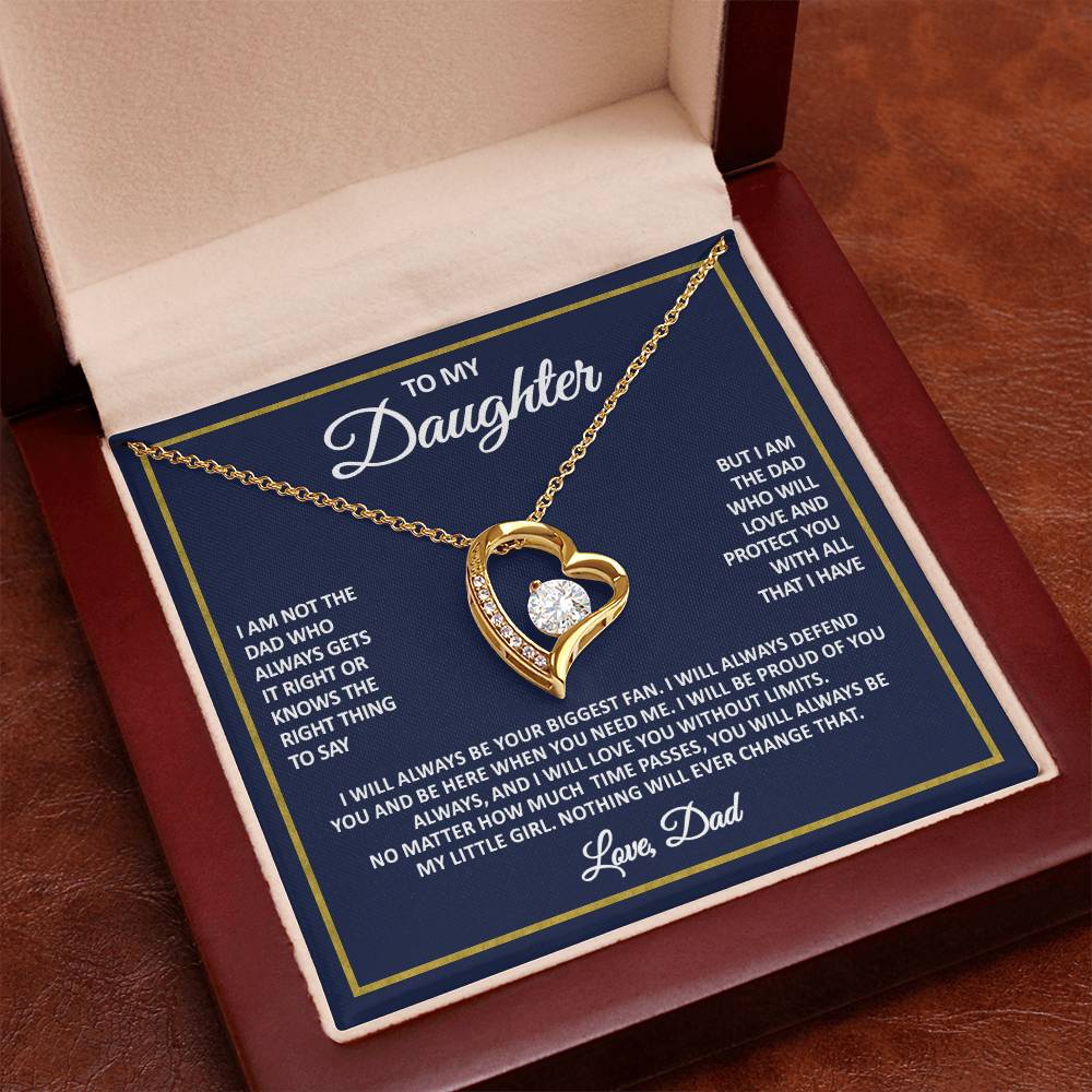 Daughter Necklace From Dad – Forever My Little Girl – Love Dad Gift Heart Necklace