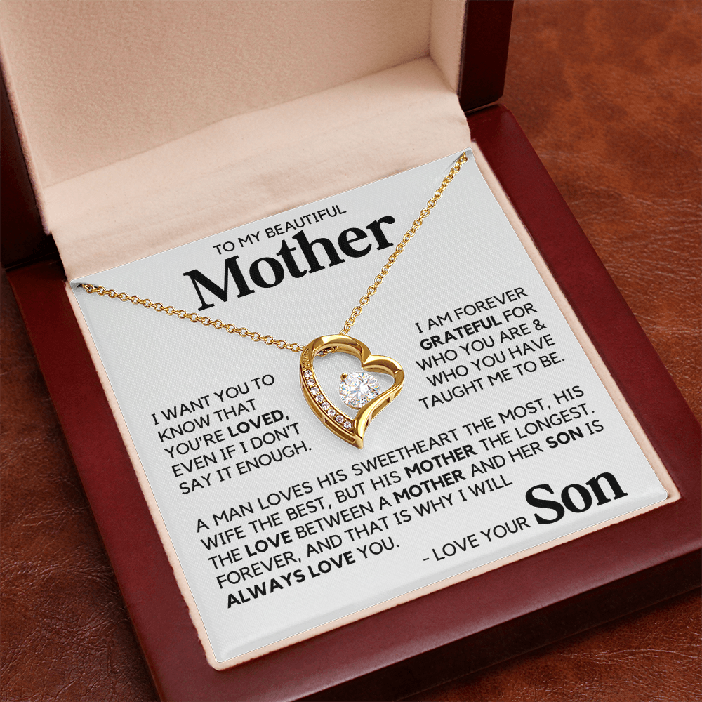 To My Beautiful Mother Gift From Son Mother's Day Forever Love Necklace