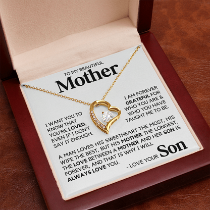 To My Beautiful Mother Gift From Son Mother's Day Forever Love Necklace