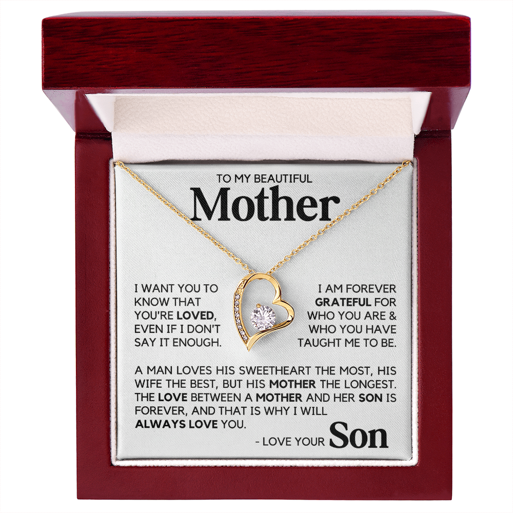 To My Beautiful Mother Gift From Son Mother's Day Forever Love Necklace