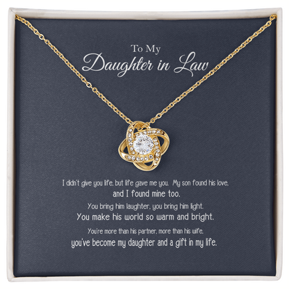 To My Daughter in Law a Gift in My Life Love Know Necklace