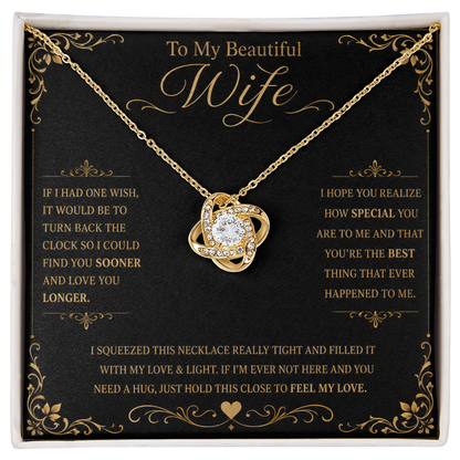 To My Beautiful Wife If I Had One Wish Love Knot Necklace