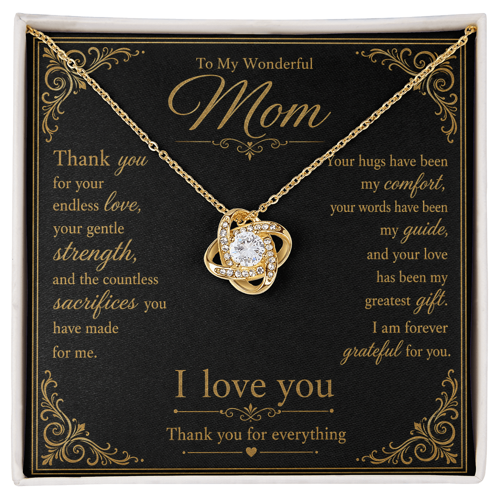 To My Wonderful Mother Thank You For Your Endless Love Knot Necklace