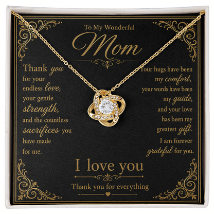 To My Wonderful Mother Thank You For Your Endless Love Knot Necklace