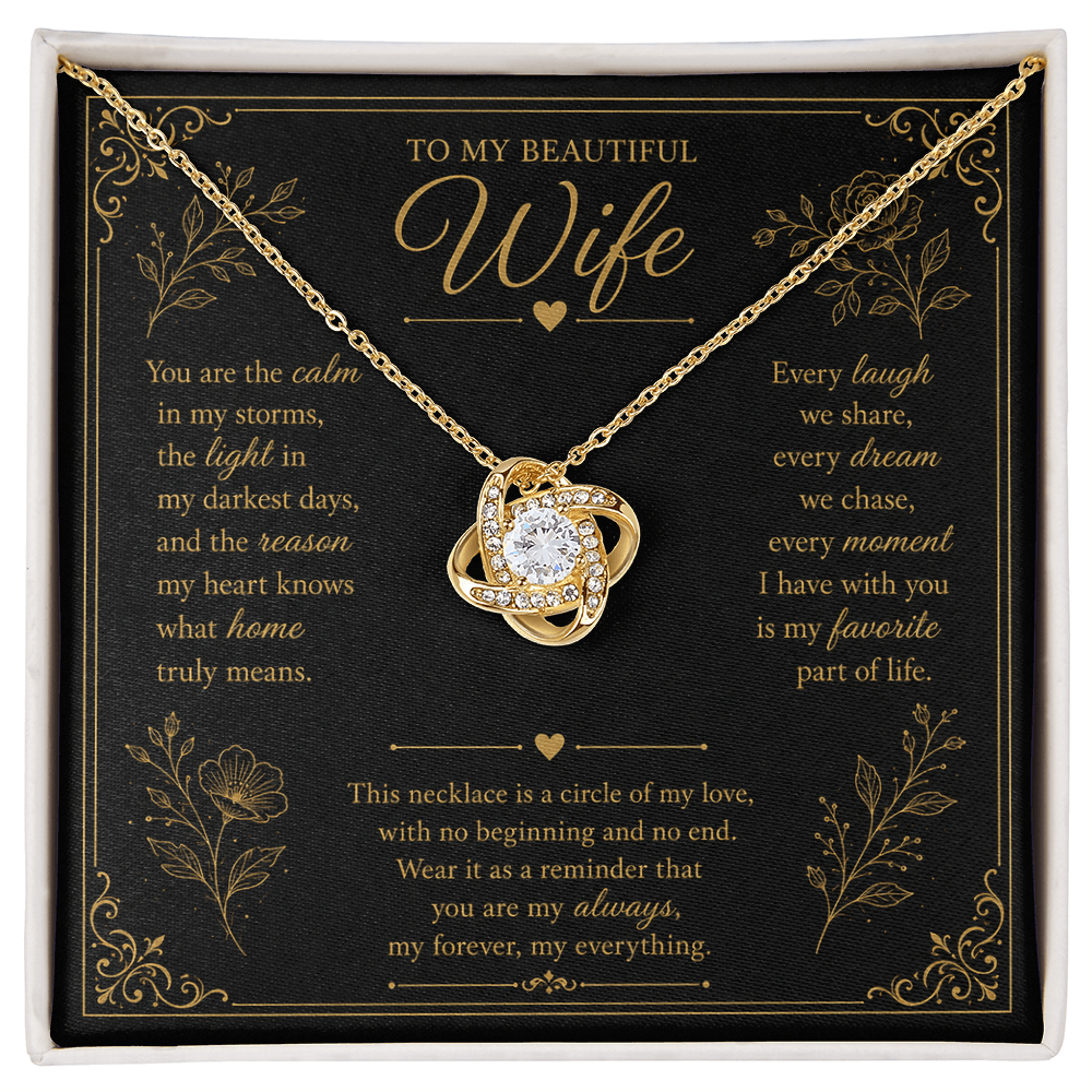 To My Wife My Forever My Everything Love Knot Necklace