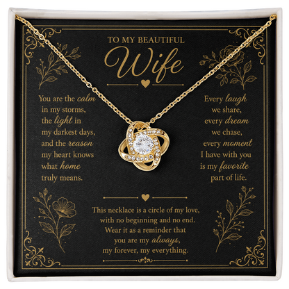 To My Wife My Forever My Everything Love Knot Necklace