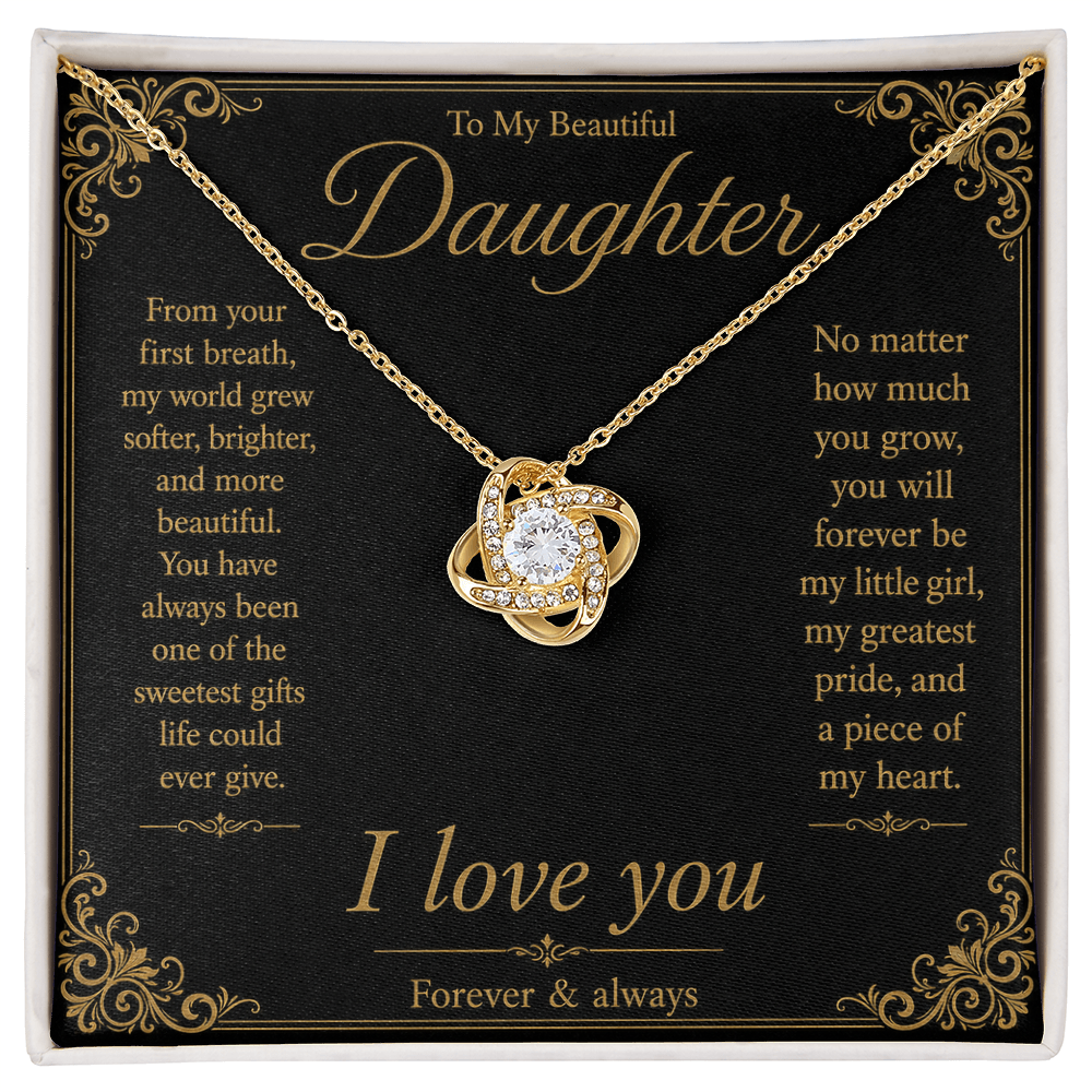 To My Daughter From Your First Breath Love Knot Necklace