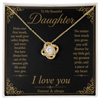 To My Daughter From Your First Breath Love Knot Necklace