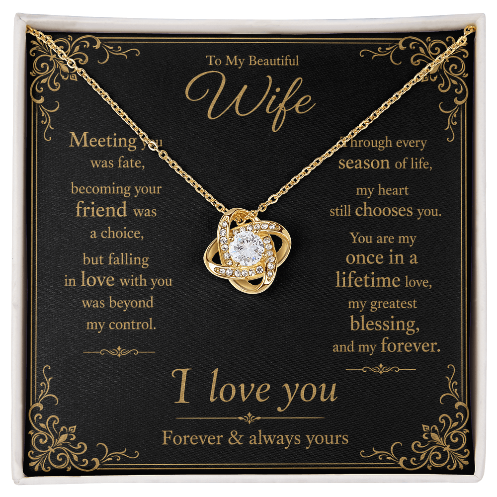 To My Beautiful Wife Love Knot Gift Necklace