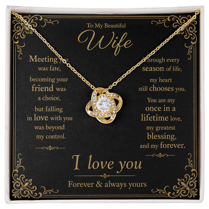 To My Beautiful Wife Love Knot Gift Necklace