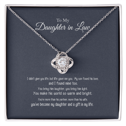 To My Daughter in Law a Gift in My Life Love Know Necklace