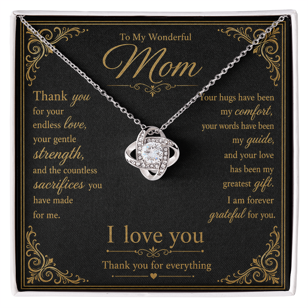 To My Wonderful Mother Thank You For Your Endless Love Knot Necklace