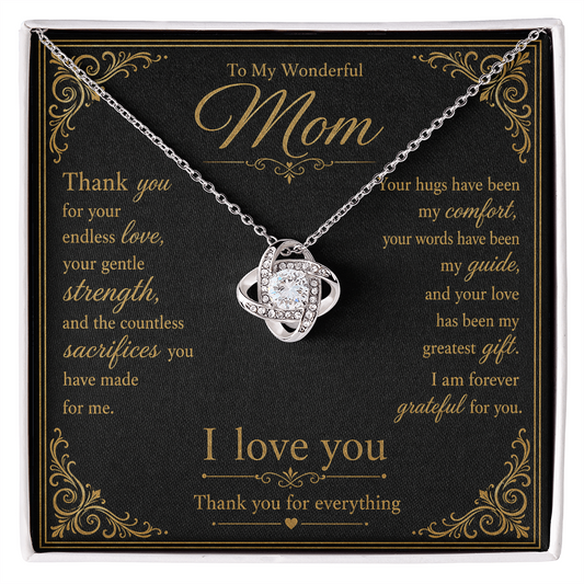 To My Wonderful Mother Thank You For Your Endless Love Knot Necklace