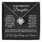 Love Knot Necklace gift for daughter in gold and silver finish with message card box – GyftWear – image 1