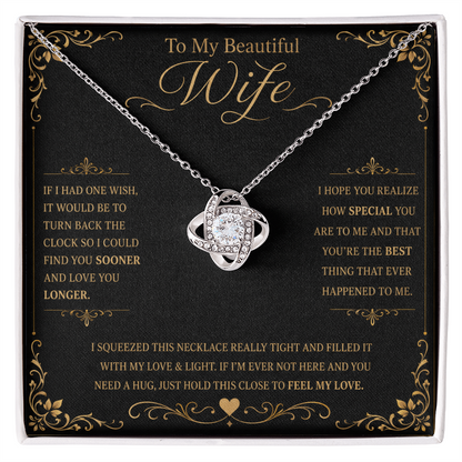 To My Beautiful Wife If I Had One Wish Love Knot Necklace