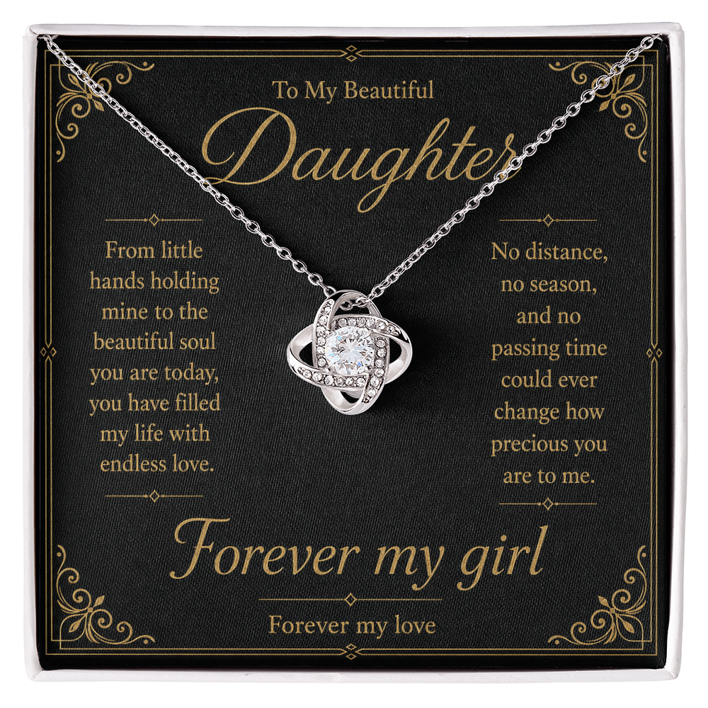 To My Beautiful Daughter Forever My Girl Love Knot Necklace