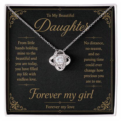 To My Beautiful Daughter Forever My Girl Love Knot Necklace