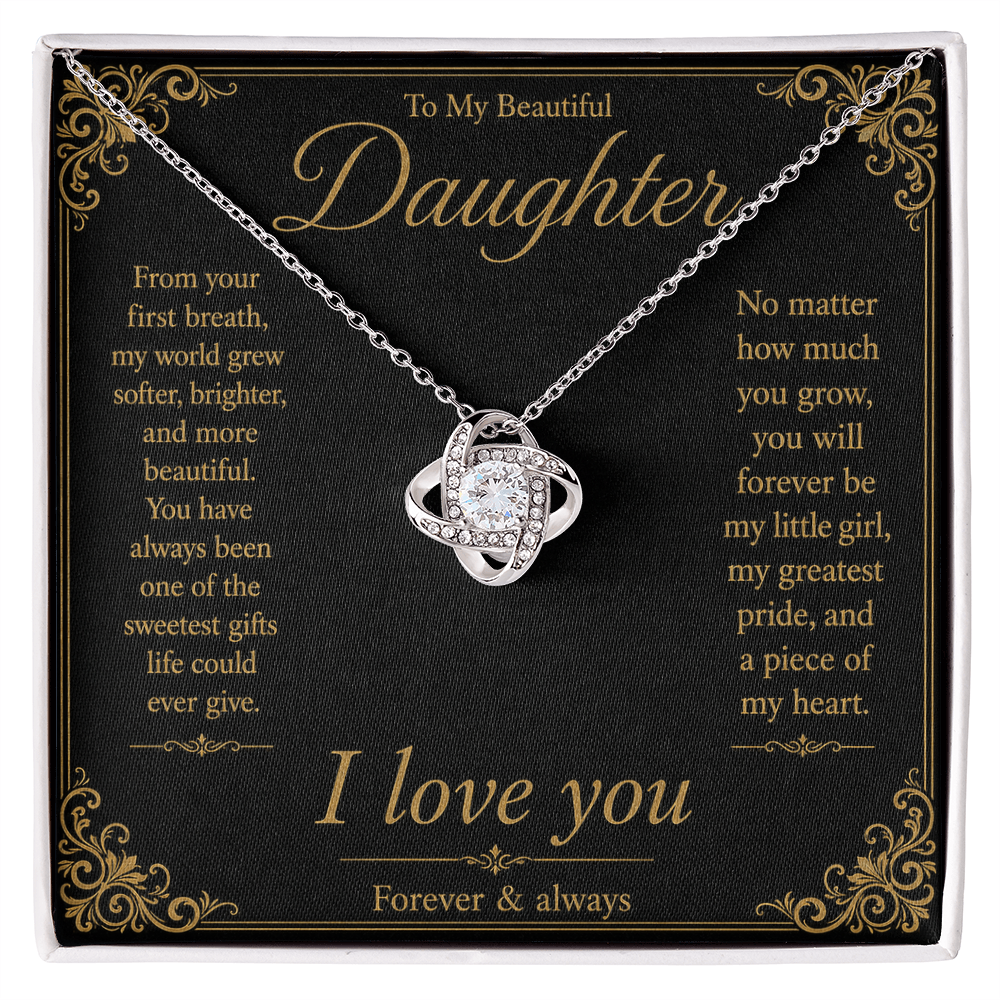 To My Daughter From Your First Breath Love Knot Necklace
