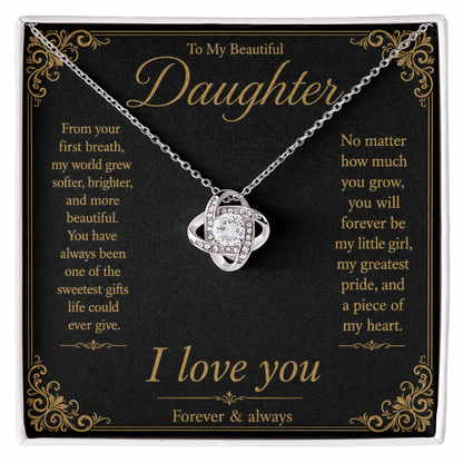 To My Daughter From Your First Breath Love Knot Necklace