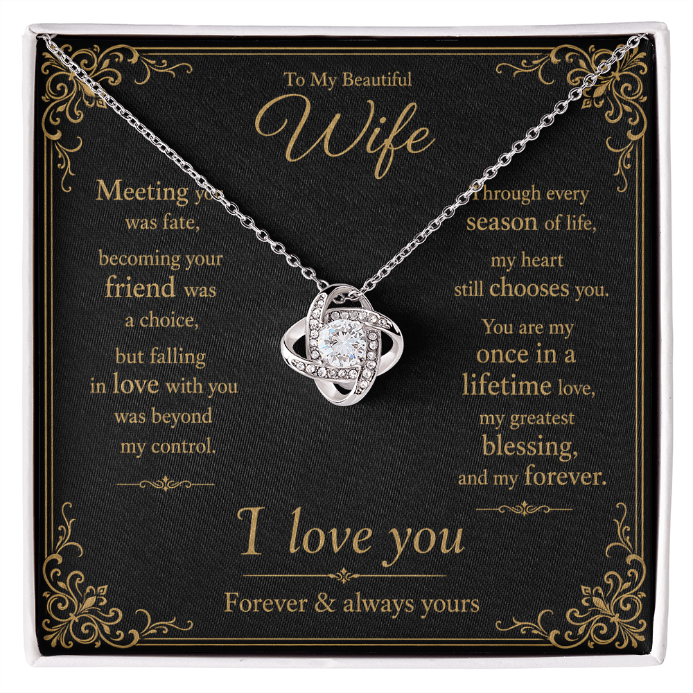 To My Beautiful Wife Love Knot Gift Necklace