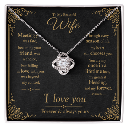 To My Beautiful Wife Love Knot Gift Necklace