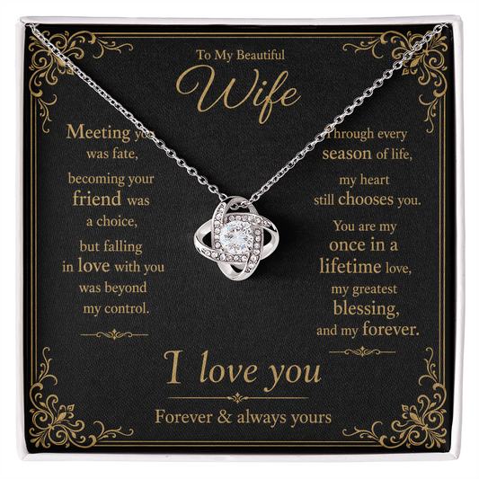 To My Beautiful Wife Love Knot Gift Necklace